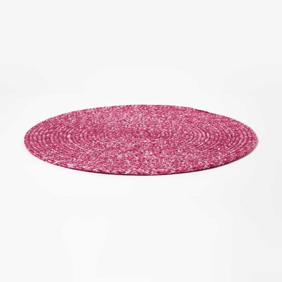 image 1 of Homescapes Pink Handwoven Round Placemats Set of 4 Pink