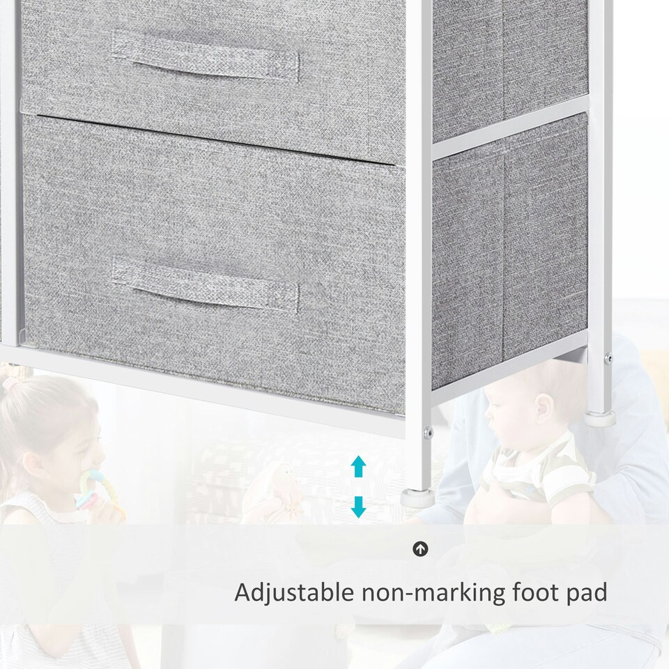image 1 of HOMCOM 5 Drawer Linen Basket Storage Unit Home Organisation w/ Shelf Handles