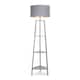 image 1 of ValueLights Grey Wooden 3 Tier Floor Standard Lamp with Storage Shelves- Grey/Copper Shade + LED Bulb | Grey