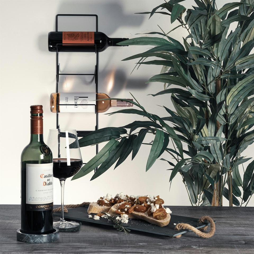 image 1 of Argon Tableware 2 Piece Marble Wine Bottle Coaster & Cooler Set - Black Multi