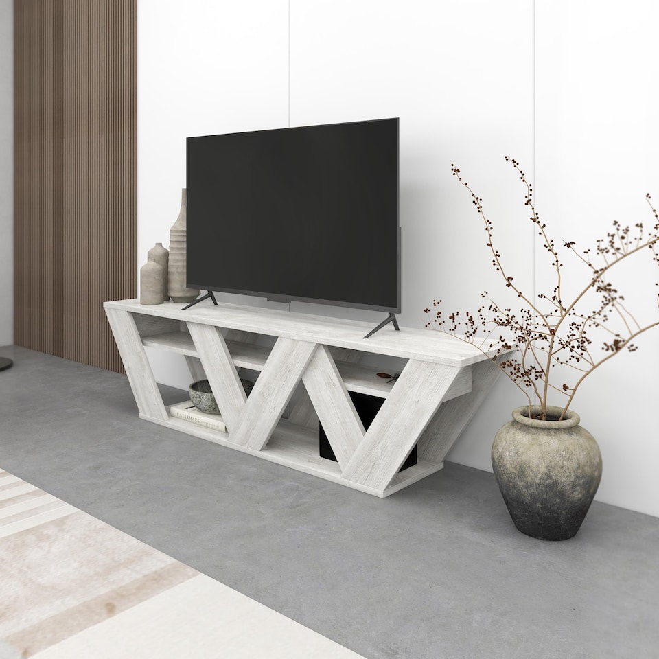 image 1 of Decortie Ralla TV Stand 158x30x40cm Ancient White