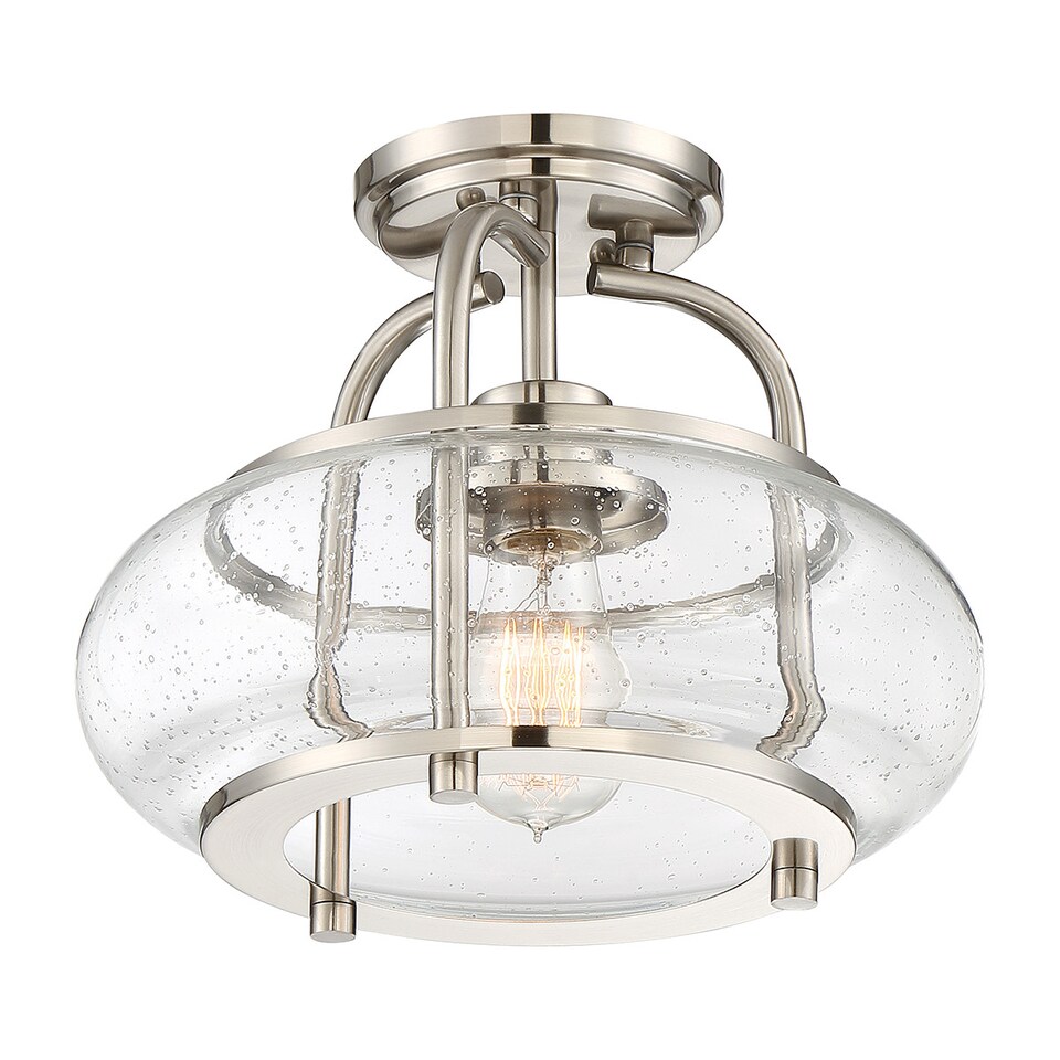 image 1 of Trilogy 1 Light Semi-Flush Mount, Brushed Nickel, E27