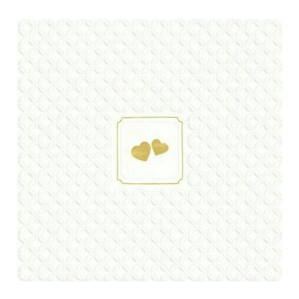 IHR Lunch Napkins Giorno Festivo Hearts Gold 33cm 3ply 20 Pack