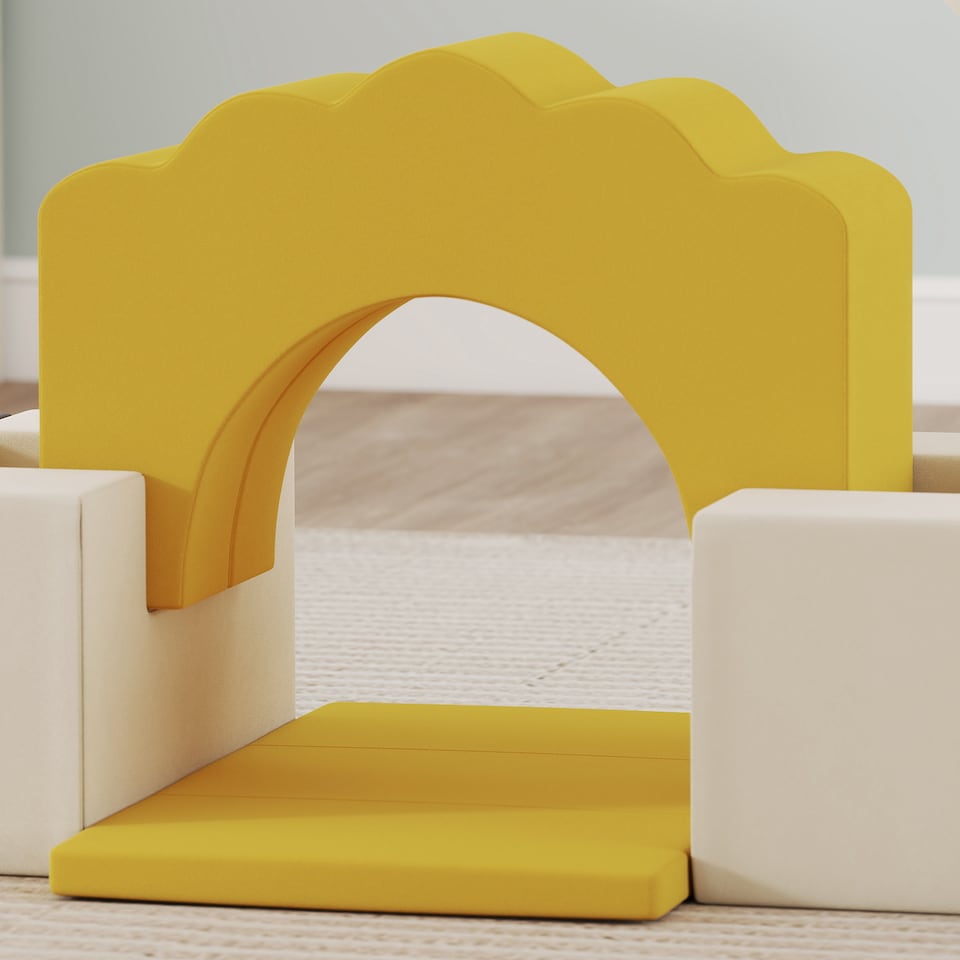 image 1 of AIYAPLAY Kids Soft Play Set, 7 Piece Foam Climbing Blocks, Yellow