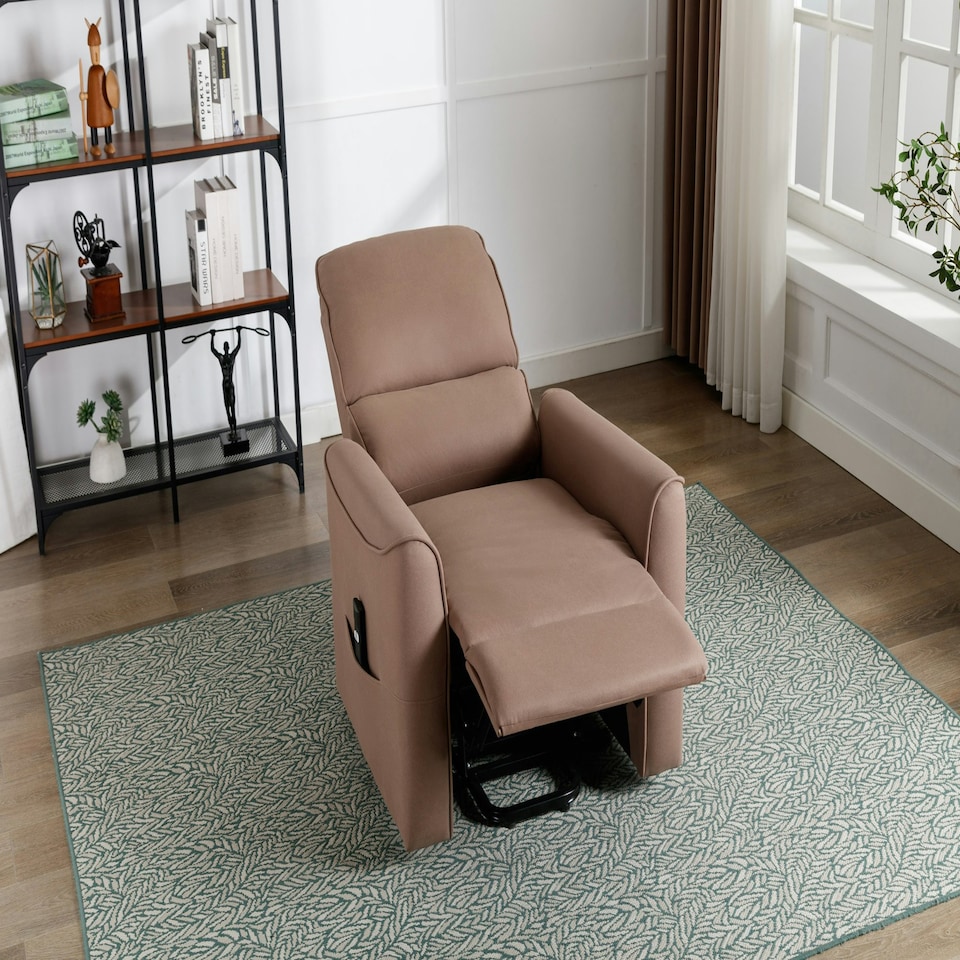 image 1 of Clifton Electric Fabric Single Motor Rise Recliner Lift Mobility Chair (Beige)