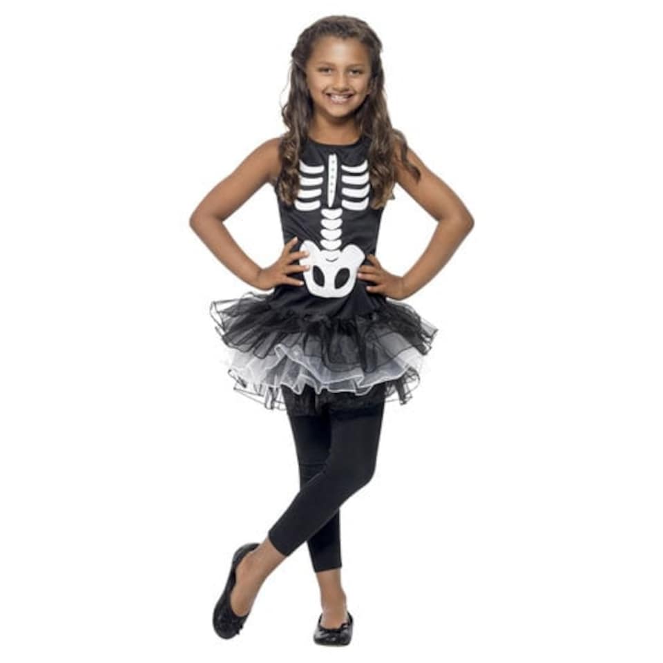 image 1 of Skeleton Tutu Girls Fancy Dress Costume Kids Small - Age 4-6
