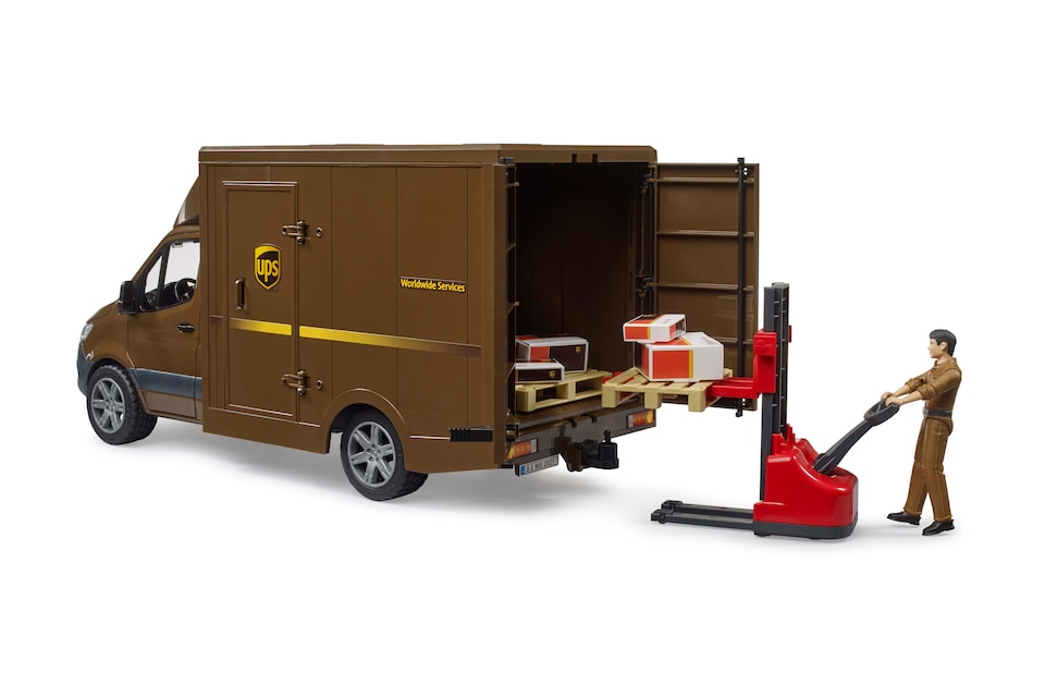 image 1 of Bruder MB Sprinter UPS with driver and accessories Delivery Vehicle Playset