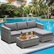 image 1 of 3-Piece Rattan Garden Corner Sofa Set with Coffee Table & Washable Cushions
