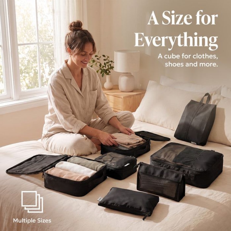 image 1 of Lugg Compression Packing Cubes 8 Piece Travel Suitcase Organiser Set