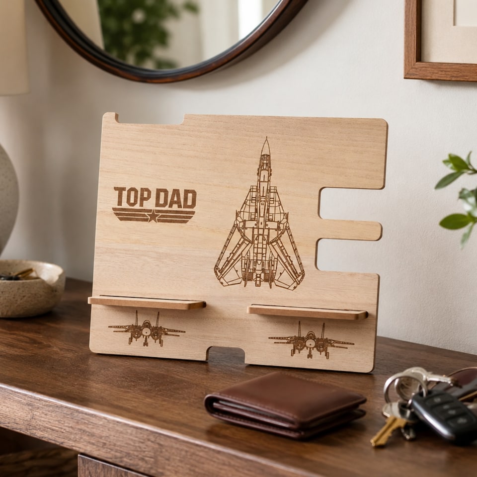 image 1 of Top Gun Wooden Desk Tidy Brown