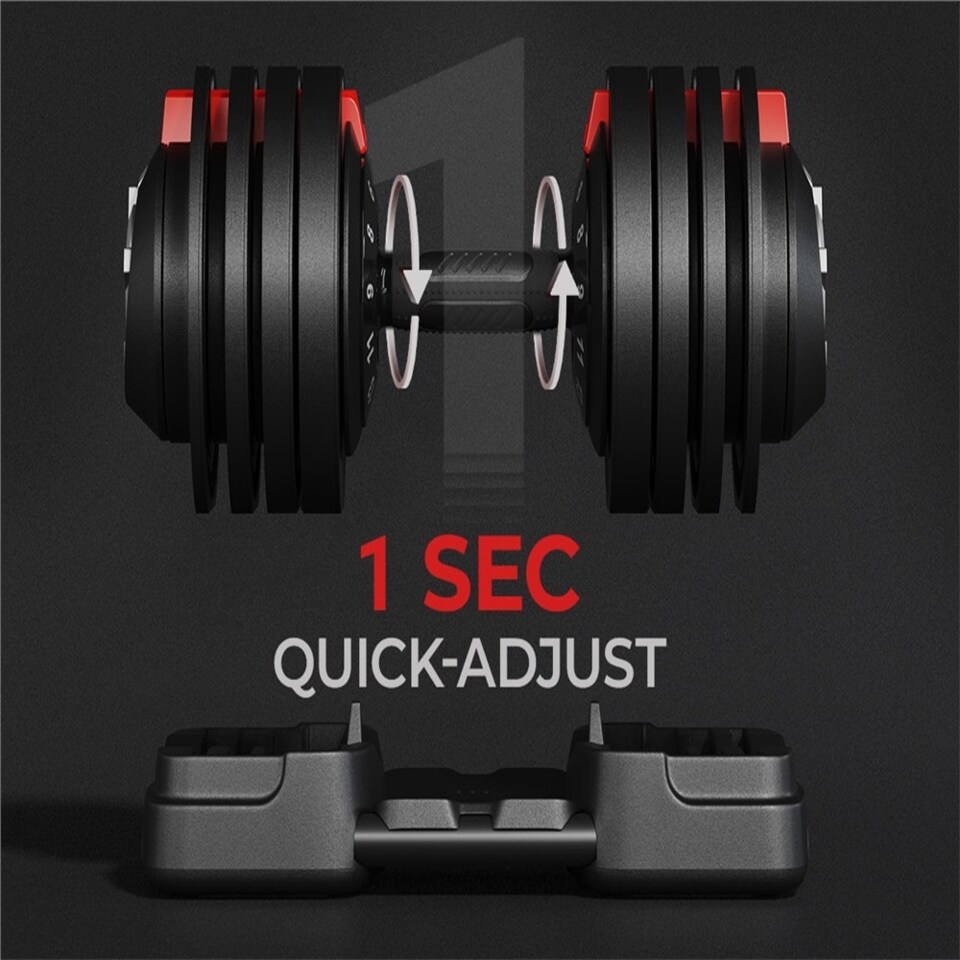 image 1 of Yaheetech 3-24KGS Adjustable Dumbbell Black