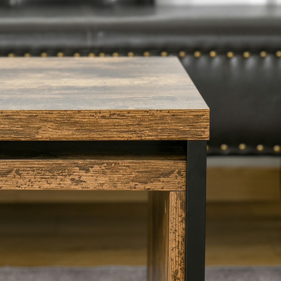image 1 of HOMCOM Set of 2 Coffee Tables, Side Table, Tea Table for Living Room Bedroom Brown