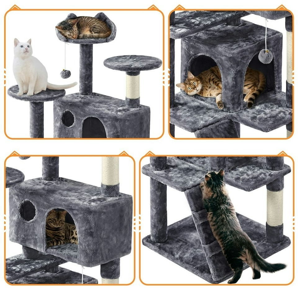 image 1 of Yaheetech 156 cm Multilevel Indoor Cat Climbing Frame Dark Grey