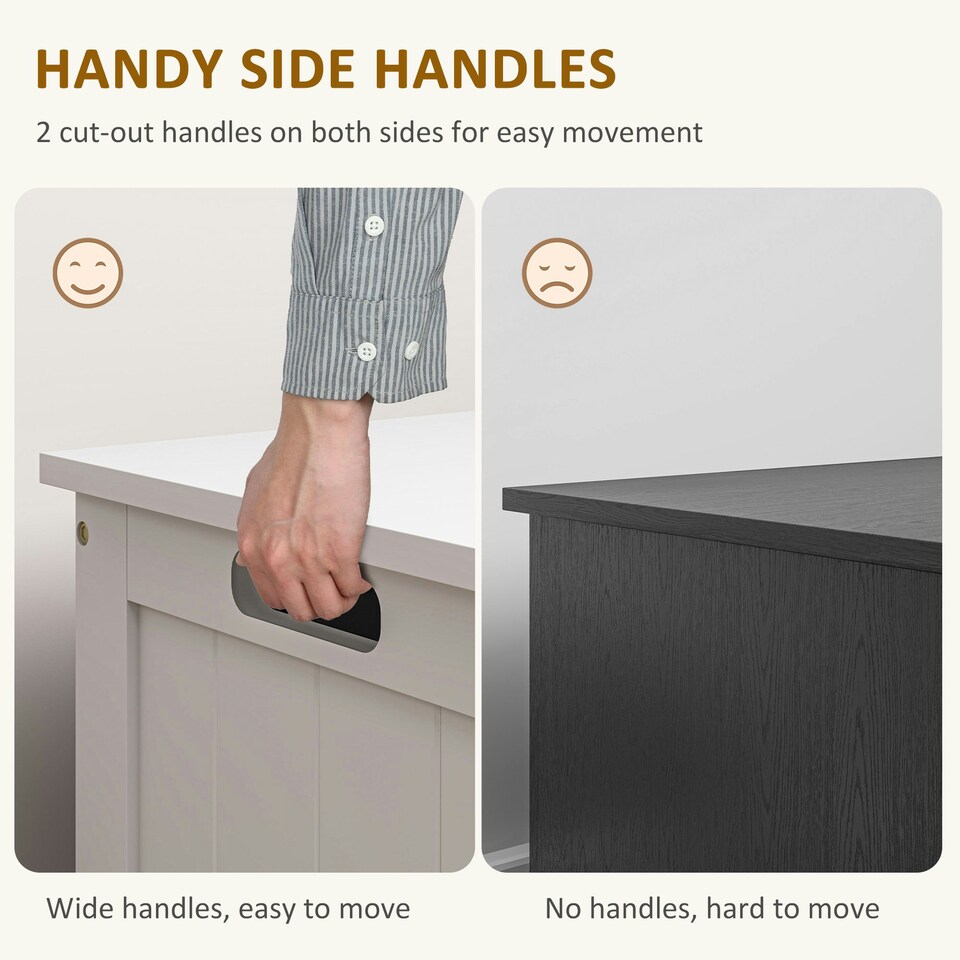 image 1 of HOMCOM Storage Chest with 2 Safety Hinges, Modern Storage Bench, White