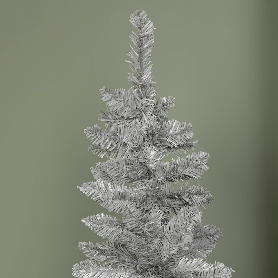 image 1 of 6ft (1.8m) Grey Artificial Pencil Christmas Tree With Green Metal Stand and 321 Tips