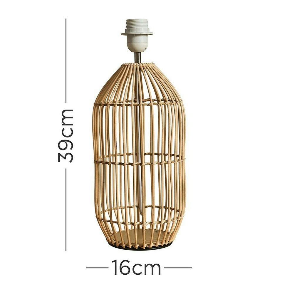 image 1 of ValueLights Contemporary Large Natural Rattan Cylinder Table Lamp Base