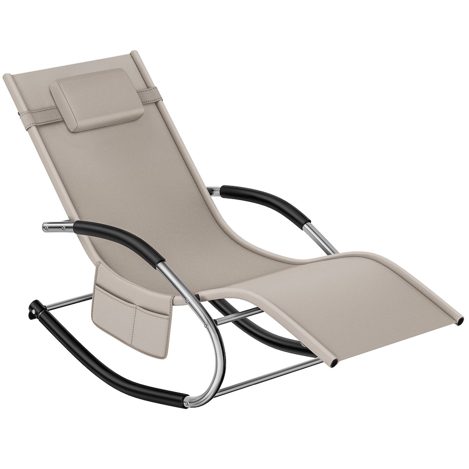 image 1 of Sun Lounger Taya with a Modern Design, Rocking Function and Breathable Surface | Cream | beige | 1