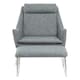 image 2 of Interiors by Premier Grey Fabric Chair with Foot Stool Ottoman, Steel Frame Highback Accent Chair for Office, Lounge, Living Room