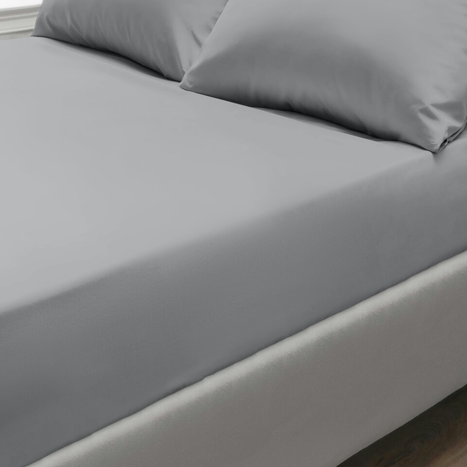 Sweet Dreams 200 Thread Count Percale Cotton Fitted Sheet Grey | Grey | King