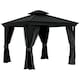 image 1 of Outsunny 3 x 3.7m Aluminium Outdoor Hardtop Gazebo Canopy 2-Tier Roof Dark Grey