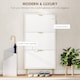 image 3 of HOMCOM Slim Shoe Storage Cabinet with 3 Flip Drawers for Hallway, White | White | Gold | 1