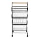 image 1 of Living and Home 4-Tier Kitchen Organizer Trolley with Removable Basket | Black | 4 Tier