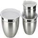 image 1 of Mixing Bowl Set of 3, Stainless Steel Nesting Bowls Air Tight White lids (14,16 & 18 cm Diameter)