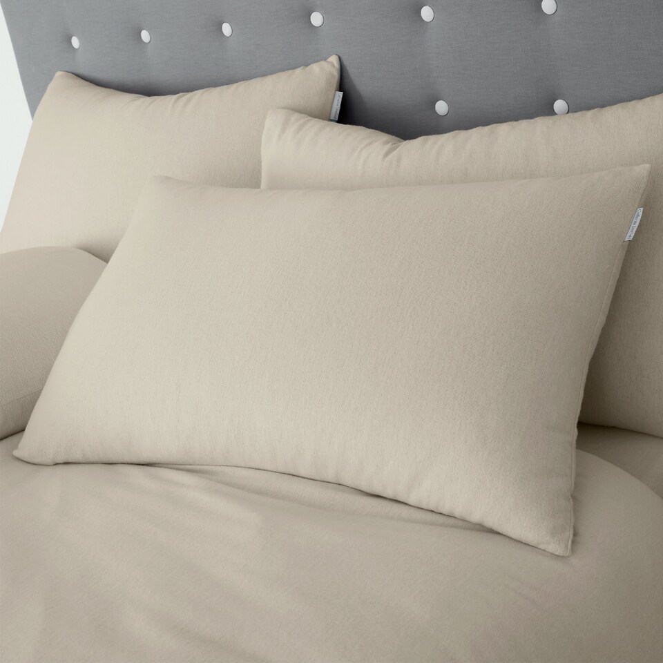 image 1 of Catherine Lansfield Brushed Cotton Standard Pillowcase Pair | Cream | Standard