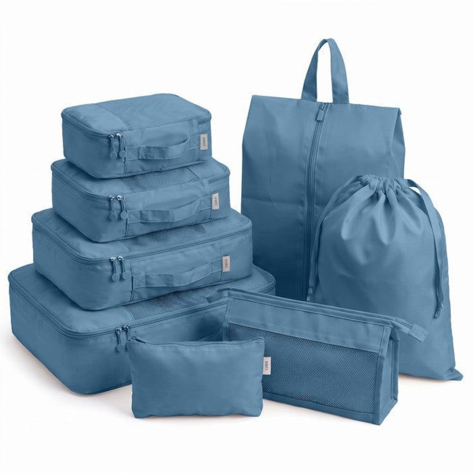 image 1 of Lugg Compression Packing Cubes 8 Piece Travel Suitcase Organiser Set