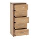 image 2 of Charles 5 Drawer Narrow Chest - L40 x W50 x H116.5 cm - Oak Effect Veneer with Walnut Trim