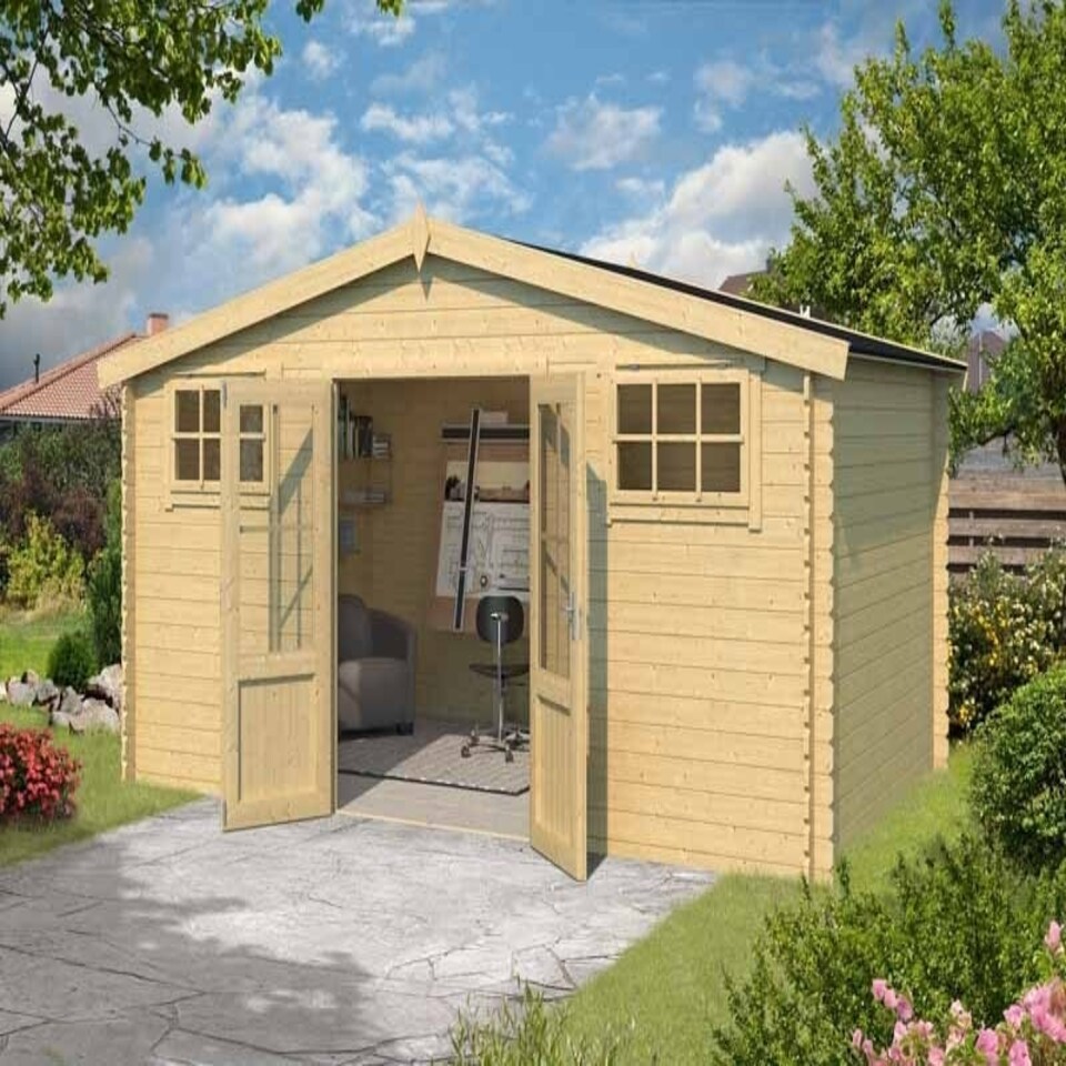 image 1 of Boston-Log Cabin, Wooden Garden Room, Timber Summerhouse, Home Office - L518.6 x W312 x H245.1 cm Brown