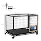 image 7 of PawHut 43" Heavy Duty Dog Crate on Wheels w/ Bowl Holder, Removable Tray