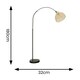 image 2 of ValueLights Louis Black Arched Curved Floor Lamp with Cream Woven Basket Lamp Shade