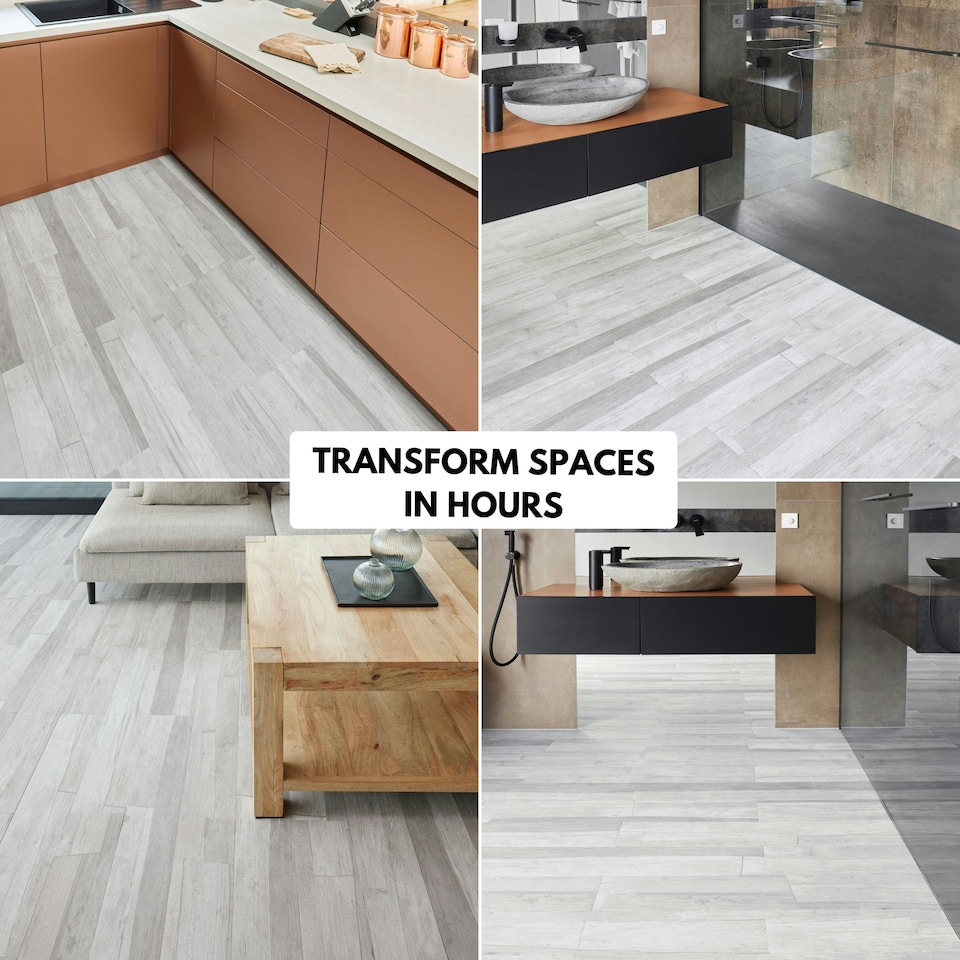image 1 of NOVECRAFTO Self Adhesive Vinyl Floor Plank – Peel & Stick 36x5.98 in – Light Grey Ash Breeze – Wood Effect – Waterproof DIY Flooring – Easy to Install Grey | 5 sqm