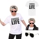 image 1 of “CHOOSE LIFE” T-Shirt Costume Set – Unisex Adult  –  George Michael Style Fancy dress costume | White | S