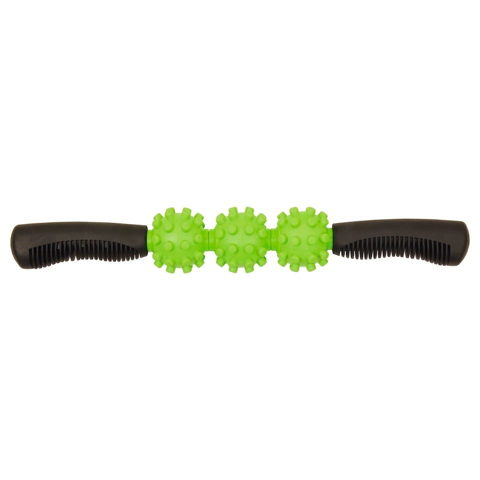 image 1 of Fitness Mad Atom Massage Stick - Atom Nodule Rollers, Steel Core & TPE Handles (Green/Black) | Multi | Green/black | 9483
