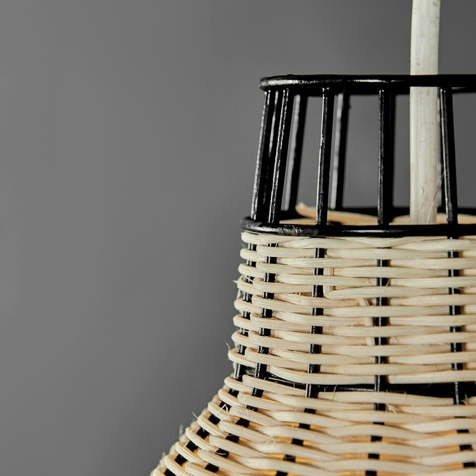 image 1 of ValueLights Modern Natural Rattan Metal Basket Style Ceiling Pendant Light Shade