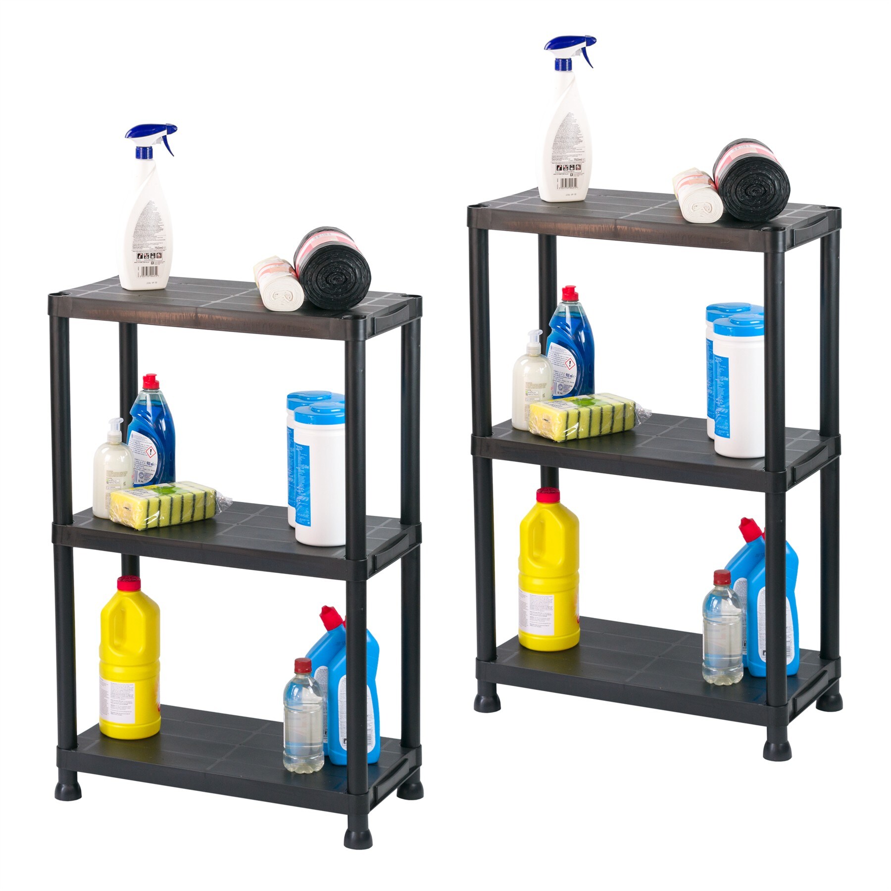 KCT 3 Tier Plastic Shelving Garage Shelves Home Shelf Storage Unit for Office, Shed, Workshops - Pack of 2