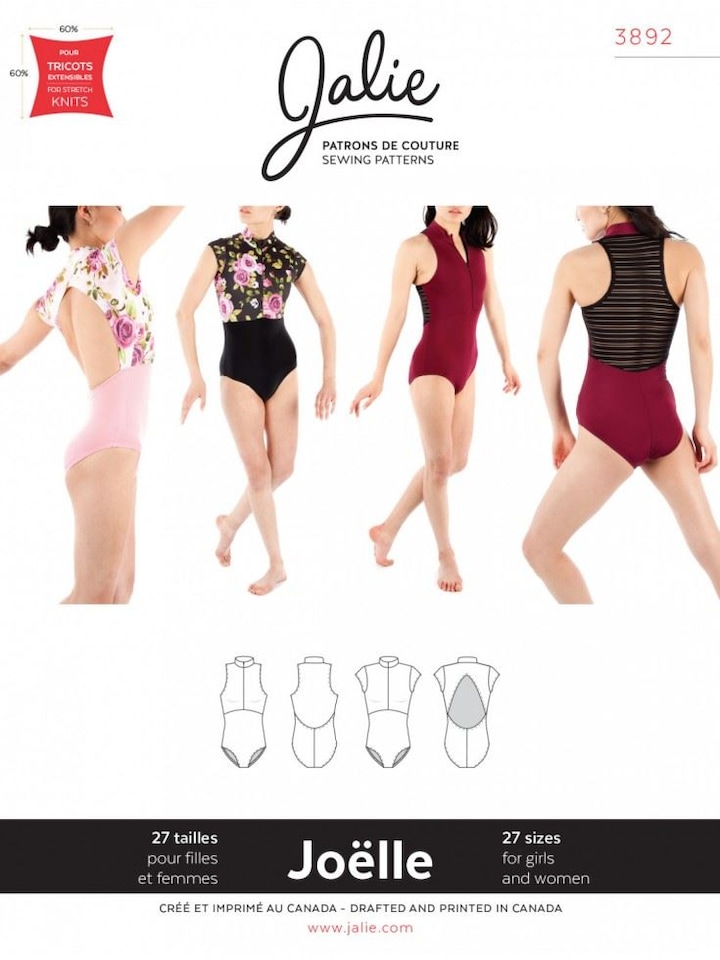 image 1 of Jalie 3892 Joelle Half Zip Leotards Paper Sewing Pattern – Children’s, Teenagers’ & Women’s Dancewear, 27 Sizes, Intermediate