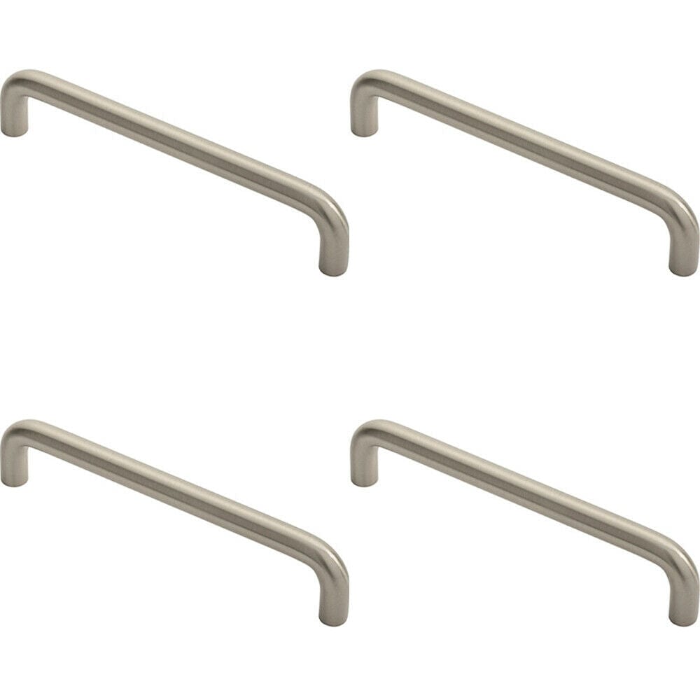Loops 4x Round D Bar Cabinet Pull Handle 138 x 10mm 128mm Fixing Centres Satin Nickel in Metallics