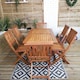 image 2 of Outdoor 6 Person Folding Rectangular Wooden Garden Patio Dining Table Chairs Set
