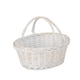 image 1 of Large White Swing Handle Wicker Shopping Basket | White | White | L