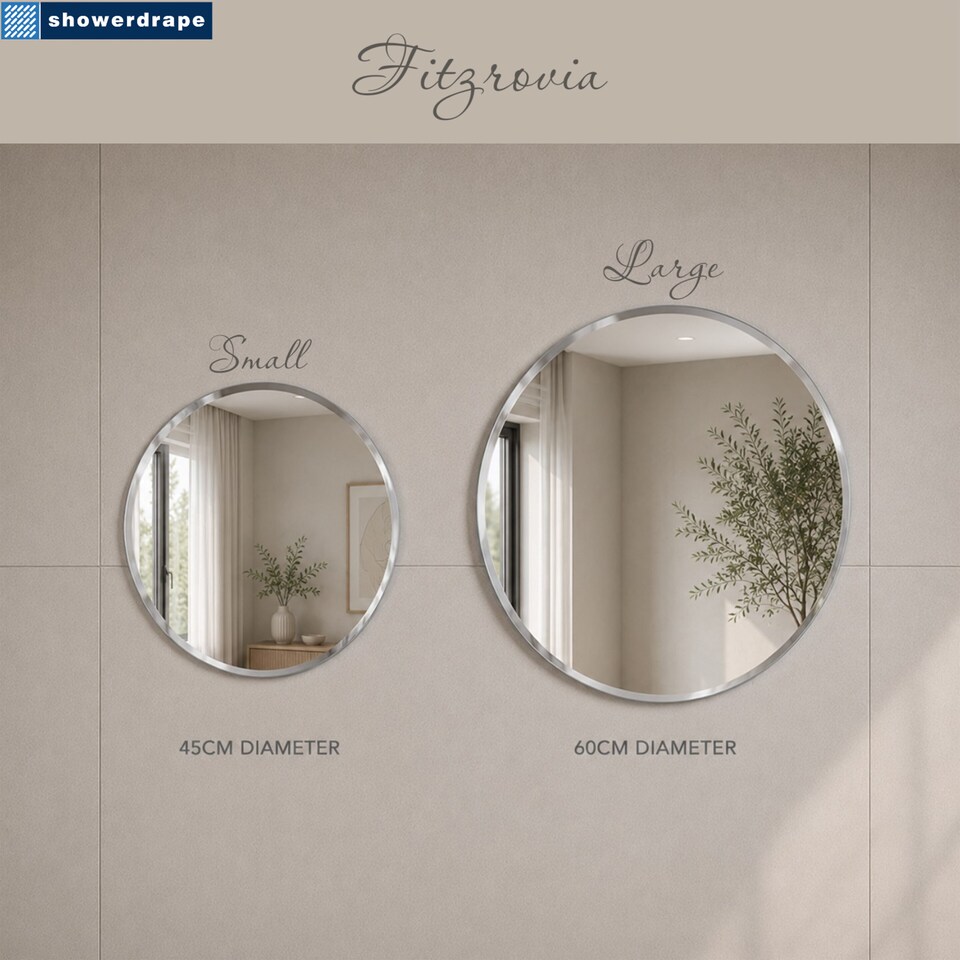 image 1 of Showerdrape Fitzrovia Round Wall Mounted Frameless Bevelled Edge Bathroom Mirror 45 x 45cm | Chrome | Mirror | 1