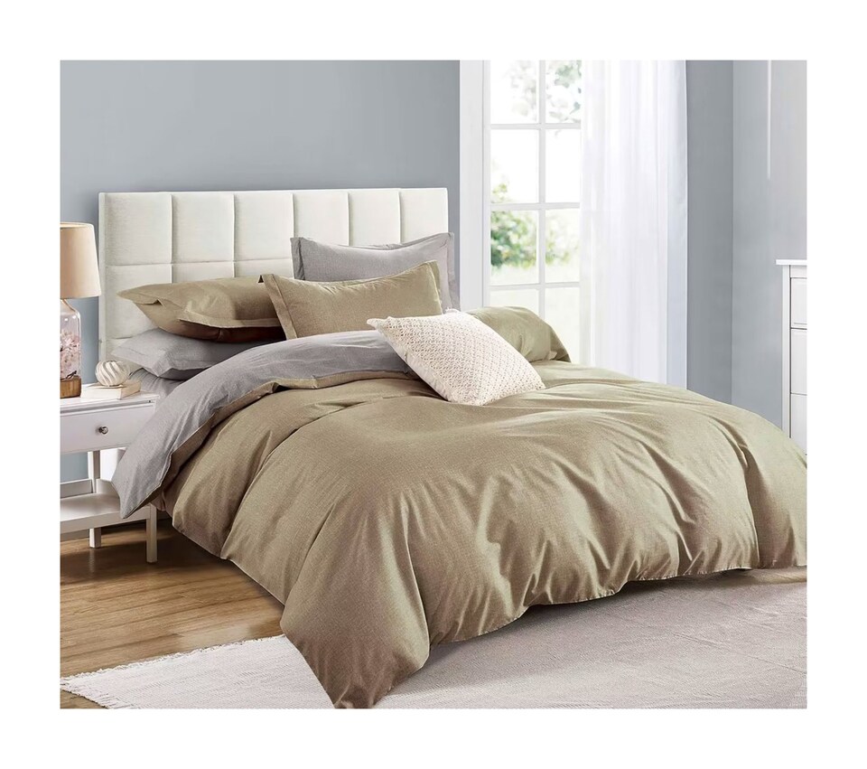 Ezysleep Reversible Natural Printed Duvet Set - Luxurious Duvet Cover And Pillowcases | Cream | Natural