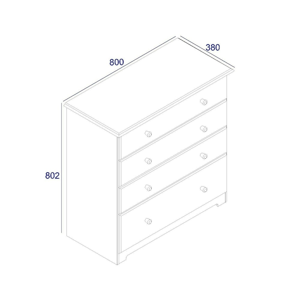 image 1 of Core Products Colorado, 4 Drawer Chest H80.2cm x W80cm x D38cm White