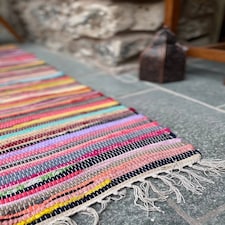 SHANTI Shabby Chic Rag Rug Flat Weave Design - L240 x W360 - Multicolour Multi