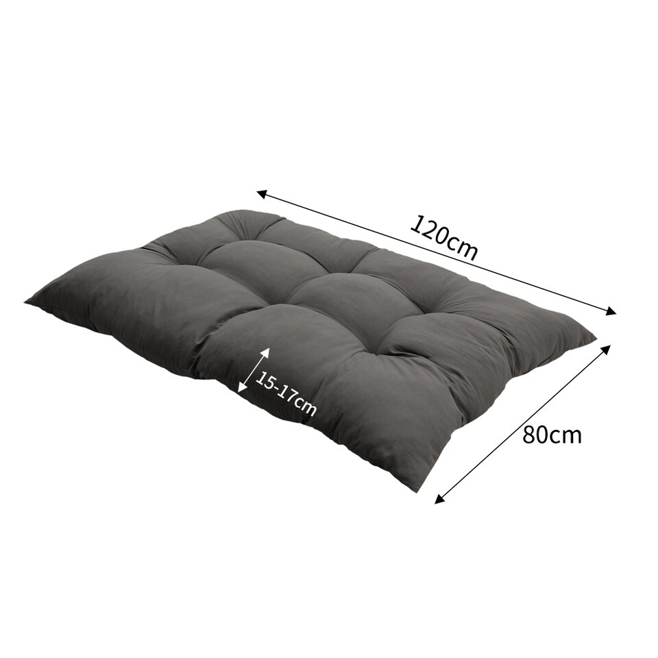 image 1 of Living and Home Rectangular Tufted Bench Cushion Seat Pad, Dark Grey-120 x 80cm | Grey | Dark Grey