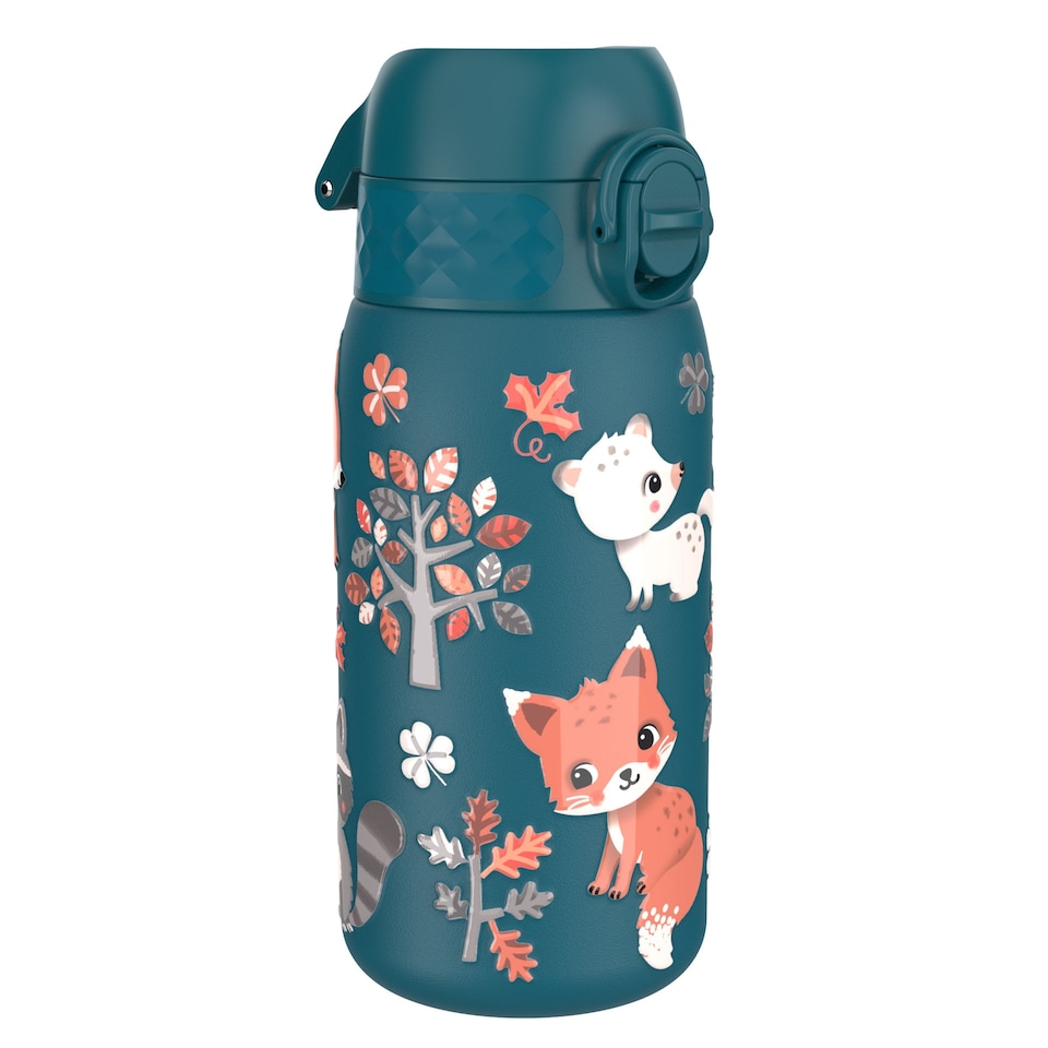 image 1 of Leak Proof Kids Water Bottle, Stainless Steel, 400ml (13oz) | Blue | Forest Animals | One Size