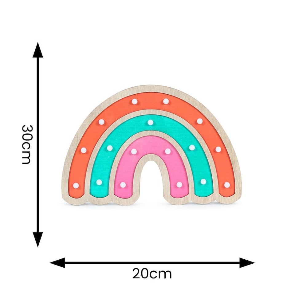 image 1 of ValueLights Kids Battery Powered Wooden Rainbow Wall Table Lamp | Multi