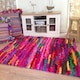 image 1 of ZINDA Fluffy Shaggy Rug Multicolour Amazing Boho Chic Style (ZINDA100X100) Multi